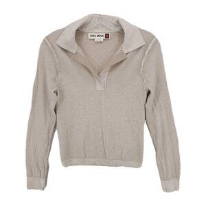 ZARA SRPLS Women's Polo Sweater Knit Top 100% Wool Beige Size SMALL